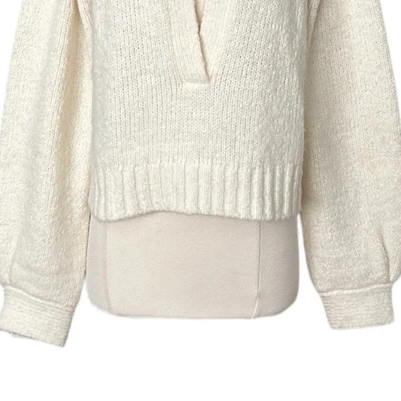 dh NEW YORK Merino Wool Baby Alpaca Cropped Knit Sweater Neutral Casual, Medium - Picture 5 of 16